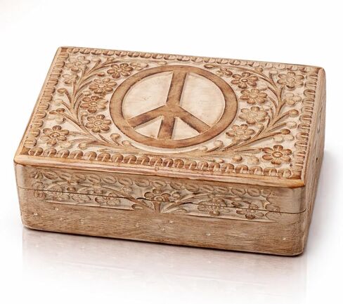 Great Birthday Gift Ideas Handmade Decorative Wooden Jewelry Box Jewelry Organizer Keepsake Box Treasure Chest Trinket Holder Watch Box Storage Box Anniversary Housewarming Gifts Women (Natural) in Saudi Arabia