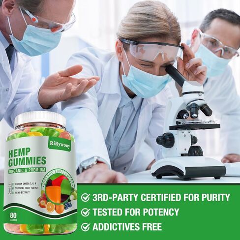 RiRywony Health Hemp Gummies (3 عبوات)، علكات صالحة للأكل عالية الفعالية، قوة إضافية، تركيز مزاجي، مستخلص زيت القنب العضوي الهادئ، صمغ الدب النباتي - 240 قطعة حلوى مصنوعة في الولايات المتحدة الأمريكية in Saudi Arabia