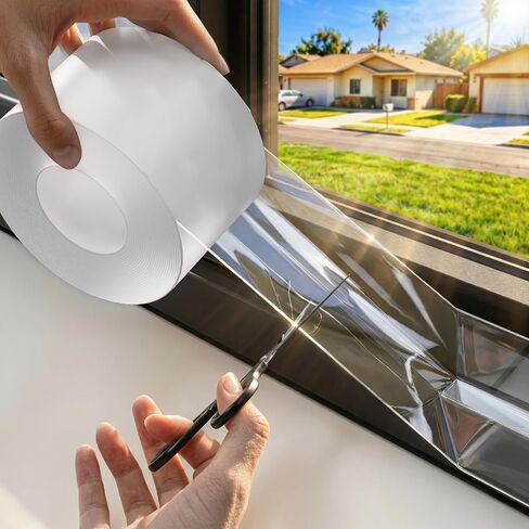 SWRT 20-Mil Thick 3"x33FT Transparent Window Weather Sealing Tape Sealing Power, Weather Stripping Draft Isolation Tape Residue-Free, Window Seal for Doors Windows and Shower Glass Gaps in Saudi Arabia