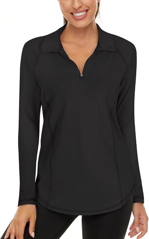 LURANEE Womens UPF 50+ Long Sleeve 1/4 Zip Pullover Athletic Hiking Running Workout Tops in Saudi Arabia