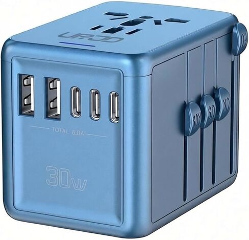 Universal Travel Adapter 100W GaN Fast Charger in One for Europe UK US | 5 USB C/A Ports + 2500W AC Outlet, For MacBook iPhone iPad Laptop Phone, International Power Adapter for 200+ Countries in Kuwait