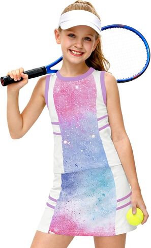AOBUTE Girls Tennis Golf Outfit Tank Top and Skirt with Shorts Set 4-12 Years in Kuwait