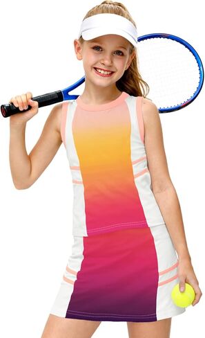AOBUTE Girls Tennis Golf Outfit Tank Top and Skirt with Shorts Set 4-12 Years in Saudi Arabia