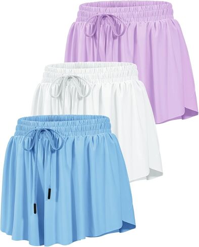 HASMES Girls Butterfly Shorts Teen Flowy Athletic Shorts for Running Dance Cheer 5-14Y in Saudi Arabia