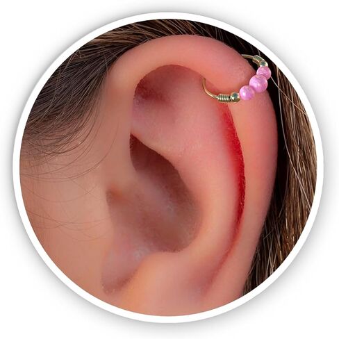 Gold Filled Helix Piercing Ring With White Opal Blue Opal Pink Opal | 24 Gauge Thin Colorful Cartilage Earring Hoop in Saudi Arabia