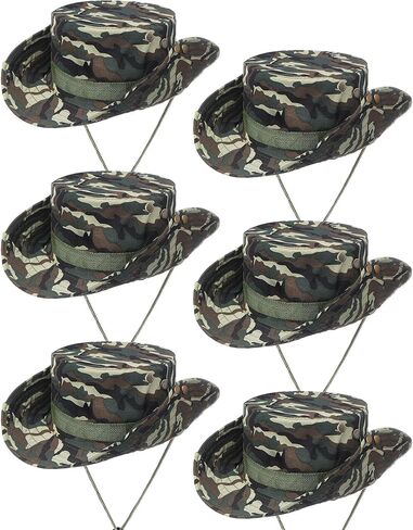 6 Pieces Wide Brim Boonie Hat Camo Bucket Hats Tactical Camo Jungle Hat Adult Baby Boonie Cap for Men Women in Saudi Arabia