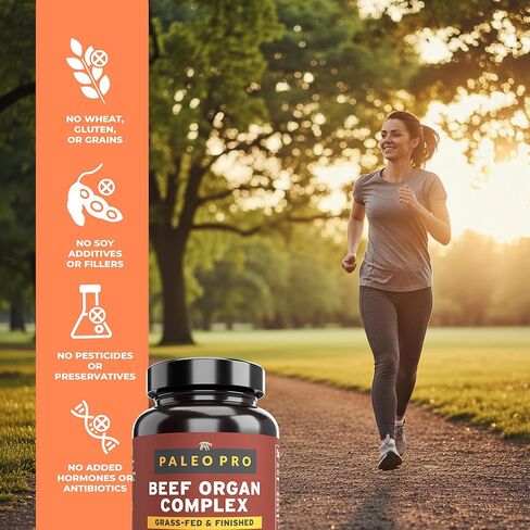 Paleo Pro O.G. Blend Premium Beef Organs Capsules, Kidney, Heart, Liver, Spleen and Pancreas from Grass Fed & Pastured Cows, Dietary Supplement, No Added Hormones or Antibiotics, 180 Capsules in Saudi Arabia