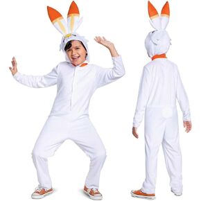 زي Scorbunny Pokemon للأطفال، بدلة بوكيمون الرسمية ذات القلنسوة مع الأذنين in Kuwait