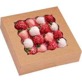 TOMNK 30pcs Brown Pie Boxes with Window 10x10x2.5 in Large Bakery Boxes Paper Cookie Boxes for Pies, Cookies and Muffins in Kuwait