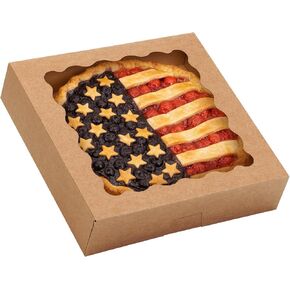 TOMNK 30pcs Brown Pie Boxes with Window 10x10x2.5 in Large Bakery Boxes Paper Cookie Boxes for Pies, Cookies and Muffins in Saudi Arabia