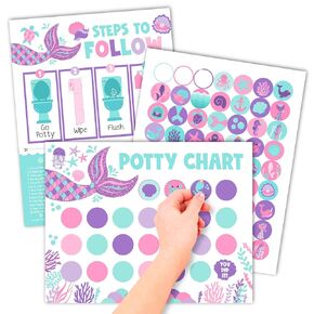 Hadley Designs Mermaid Potty Training Chart for Toddler Girls - Potty Training Sticker Chart for Girls Potty with Sticker, Sticker Chart for Kids Potty Training Reward Chart, Kids Reward Chart in Saudi Arabia