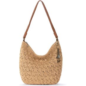 The Sak Sequoia Hobo Bag - Hand Crochet Women's Handbag for Everyday & Travel, Durable, Large Purse With Shoulder Bag Strap & Zipper Pocket, Sea & Land Stripe in Saudi Arabia