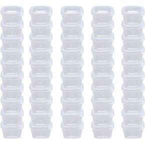 MIUPOO Leak Proof Square Sauce Cup,Plastic Souffle Cups,Disposable Clear Leak Proof Sauce Cup With Hinged Lid,Used for Various Sauces,Food Samples,Storage Crafts,1 OZ,50 Pieces in Kuwait