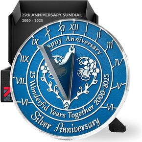 Anniversary Sundial Gift for 25th Silver Wedding Anniversary 1998-2023. Recycled Metal Home Decor Garden 25 Year Present Idea Handmade in UK for Parents, Grandparents, Friends Or Couples in Saudi Arabia