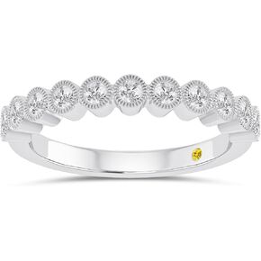 Lab Grown Diamond Anniversary Ring for Women | 10K White Gold 1/4 CTW Diamond Promise Band, Stackable Band and Diamond Wedding Band | Ring Size 6 in Kuwait