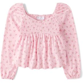 The Children's Place Girls' Long Sleeve Smocked Peplum Top, Watercolor Flowers, Medium in Kuwait
