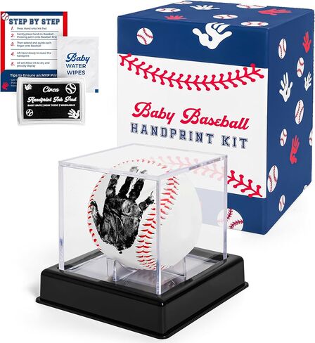Circa Print Baby Baseball Handprint Ornament Kit, Ink Pad for Baby Hand and Footprints - Unique Baby Keepsake for Dads, Baby Shower Present for New Moms, Newborn Gifts in Saudi Arabia