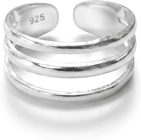 925 Sterling Silver Triple Band Toe Ring/Knuckle Ring | Small Adjustable Elegant Dainty Ring Handmade by MiYa Jewelry Creations in Saudi Arabia