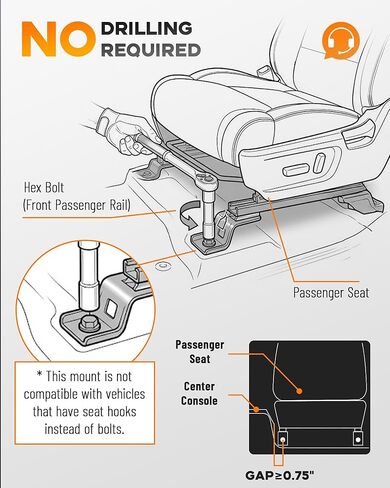 Vehicle Laptop Mount for Truck Car Van Universal Laptop Stand Holder with 3 Types Mounting Brackets for Front Passenger Seat in Saudi Arabia