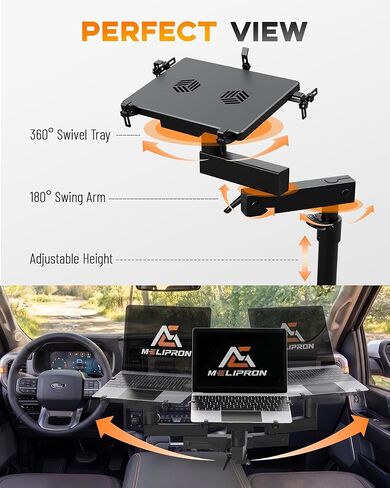 Vehicle Laptop Mount for Truck Car Van Universal Laptop Stand Holder with 3 Types Mounting Brackets for Front Passenger Seat in Saudi Arabia
