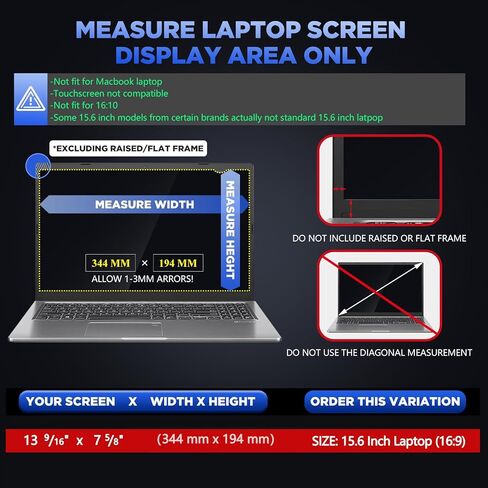 15.6" Privacy Filter Screen Protector, Anti-Spy/Glare Film for 15.6 inch Widescreen Notebook Laptop with 16:9 Aspect Ratio (Width x Height:344mmx194mm) in Saudi Arabia