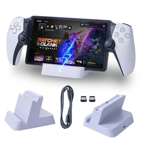 محطة شحن HEATFUN لمشغل Playstation Portal Remote Player، قاعدة شحن محمولة لبوابة PS مع قابس من النوع C، ملحقات Playstation 5 PS5 المحمولة - أبيض in Kuwait