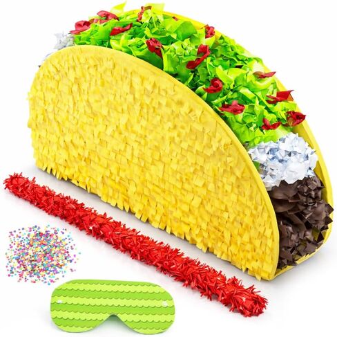 Taco Tuesday Pinata (Small Stick Included) 17.5" x 11" x 3.7" Perfect for Taco Bout Parties, Decorations, Birthday piñata, Fiesta Theme Celebration, Mexican Bash, Photo Prop – by Jergrim in Saudi Arabia