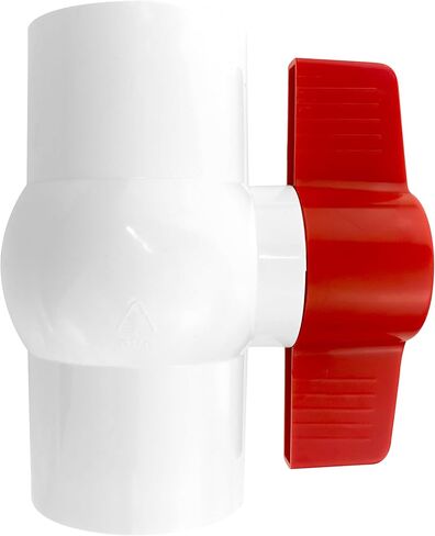 1 1/2 PVC Union - Schedule 40 Ball Valve PVC Fittings - Slip Solvent - T Handle Valve for Residential and Commercial Plumbing, Irrigation System, Pools, etc. - Red and White in Saudi Arabia