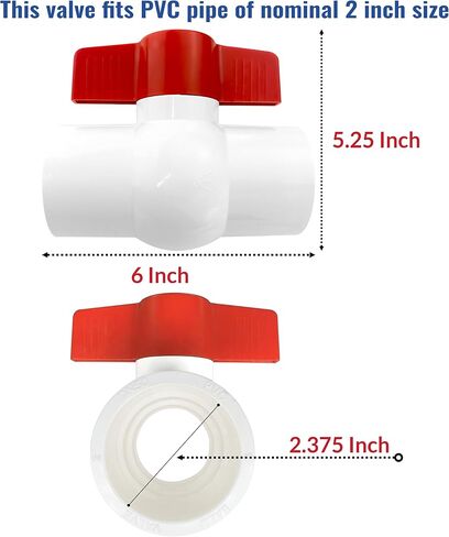 1 1/2 PVC Union - Schedule 40 Ball Valve PVC Fittings - Slip Solvent - T Handle Valve for Residential and Commercial Plumbing, Irrigation System, Pools, etc. - Red and White in Saudi Arabia