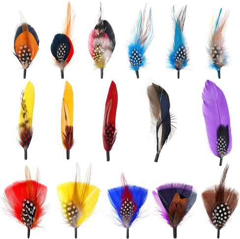 16 Pcs Hat Feathers for Fedora, Fengek Assorted Colorful Hat Feathers Party Accessories for Cowboy Hats, Trilby Hats in Kuwait
