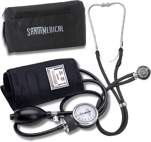 Santamedical Adult Deluxe Aneroid Sphygmomanometer - Professional Blood Pressure Monitor with Adult Black Cuff and Carrying case (Light Black) in Kuwait