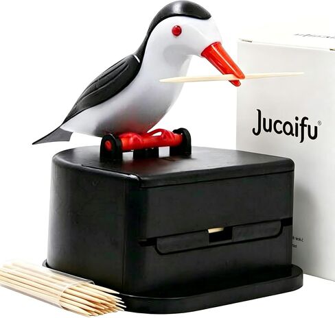 موزع أعواد الأسنان من Jucaifu Little Bird، موزع أعواد أسنان مبتكر من نوع الدفع، حامل أعواد الأسنان. (أسود) in Kuwait