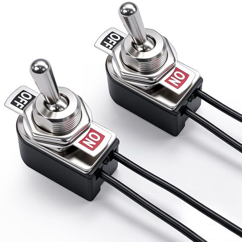 Taiss 2 قطعة تبديل التبديل SPST 2 موقف الإغلاق تشغيل / إيقاف 6A AC 125V / 10A DC 12V تبديل مفاتيح عرضية 5.2 بوصة ربط سلك الروك الذراع التبديل KNS-1 in Kuwait