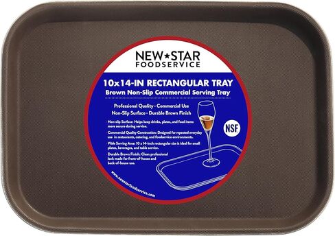 صينية New Star Foodservice 24883 مضادة للانزلاق، بلاستيك، بطانة مطاطية، مستطيلة، 25.4 × 35.56 سم، بني in Kuwait