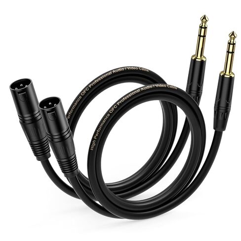 XLR أنثى إلى 1/4 بوصة (6.35 مم) TRS جاك الرصاص- متوازن XLR ميكروفون كبل كبل الميكروفون ، 3 أقدام 2 عبوة in Kuwait