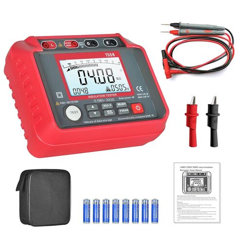 AIOMEST Megohmmeter 0.1MΩ-10GΩ Digital Insulation Resistance Tester ACV DCV 10-600V Resistance Meter Megohm with Test Lead & Zipper Bag in Saudi Arabia