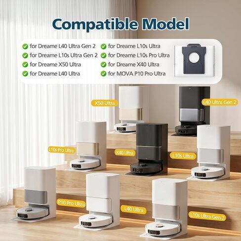 10 أكياس غبار متوافقة مع مكنسة Dreame X30 Ultra / L10s Pro Ultra Robot الكهربائية، 3.2 لتر ذات سعة كبيرة مكنسة كهربائية أجزاء ملحقات حقيبة الغبار in Saudi Arabia