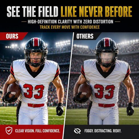 Football Visor - Clear Football Visors for Helmet Scratch-Resistant, UV Block, Anti-Fog, Facial Protection for Adult & Youth Football Helmets Visors - Universal Fit in Saudi Arabia