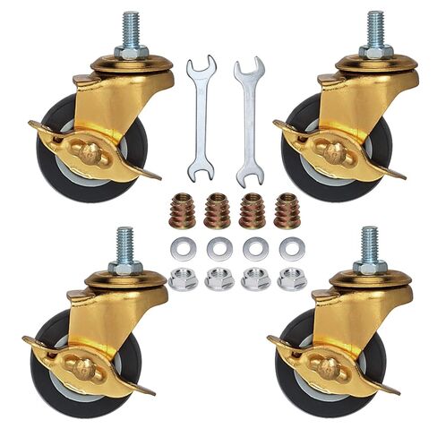 BAISASY 2 Inch Stem Caster Wheels with Brake, Metric Size M8-1.25-15 (Screw Diameter 8mm, Screw Length 15mm) Casters Set of 4 for Workbench Trolley，Furniture Dolly，Shopping Trolley in Saudi Arabia