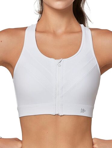 Yvette High Impact Zip Front Closure Sports Bras, Support for Large Bust Women, Supportive Comfortable in Saudi Arabia