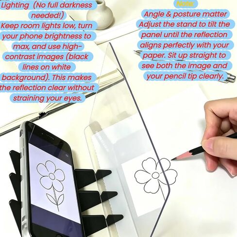 لوحة رسم مرآة B5 انعكاس الصورة البصرية، جهاز عرض تتبع لوحة رسم، ورقة عاكسة، مساعد طلاء سهل، معالج رسم قائم على الصفر، أدوات رسم فنية للمبتدئين مع أقواس in Saudi Arabia