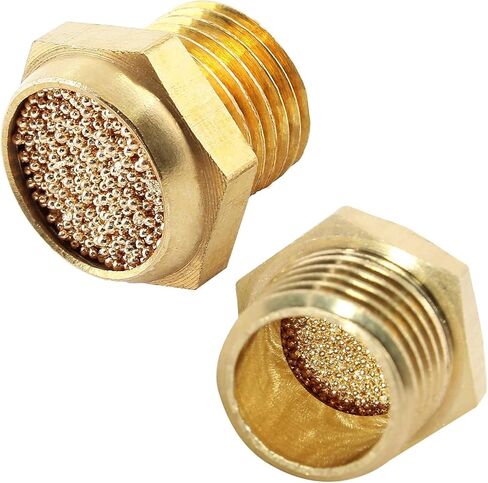 12 Pcs Pneumatic Sintered, Brass Air Pneumatic Muffler Silencer, Pneumatic Exhaust Muffler, 1/4 NPT Male Air Silencer Fitting in Kuwait