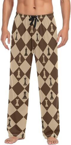 BOENLE Mens Pajama Pants Chess and Chess Board Alpaca Lounge Pants with Pockets,Elastic Waist Sleep Bottoms-S in Saudi Arabia