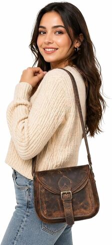 vintage crafts Leather Women's Hippe Leather Purse Crossbody Shoulder Bag Travel Satchel Handbag Bag in Saudi Arabia