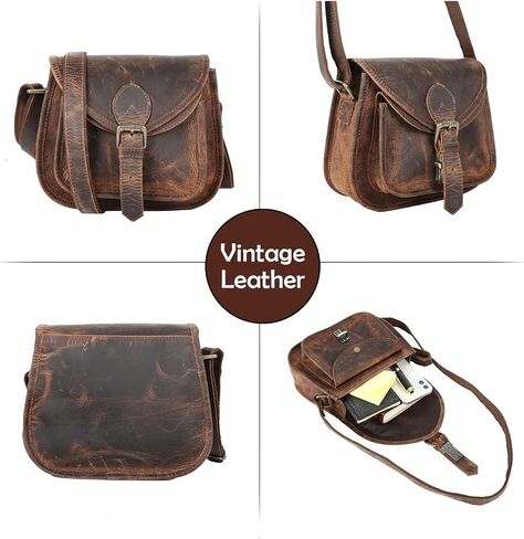 vintage crafts Leather Women's Hippe Leather Purse Crossbody Shoulder Bag Travel Satchel Handbag Bag in Saudi Arabia