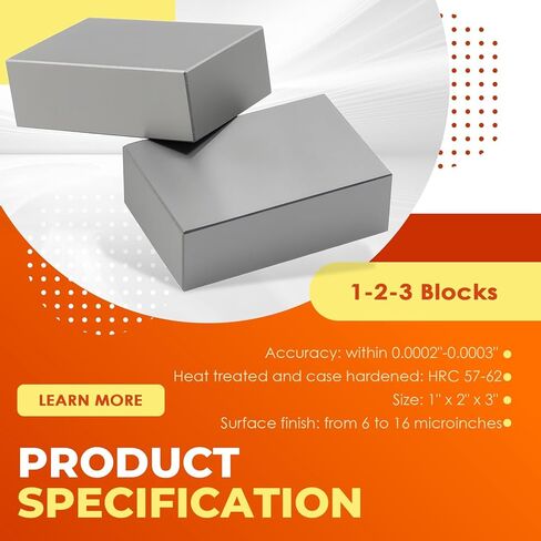 Precision Hardened Steel Block 1-2-3 Blocks, 2-4-6 Blocks, Matched Pair .0002" (1-2-3 No Holes) in Saudi Arabia