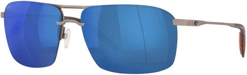 Costa Del Mar Men's Skimmer Polarized Rectangular Sunglasses, Matte Silver/Blue Mirrored Polarized-580P, 62 mm in Saudi Arabia