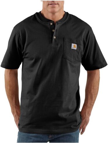 تي شيرت Carhartt رجالي فضفاض ثقيل الوزن بأكمام قصيرة وجيب Henley in Saudi Arabia