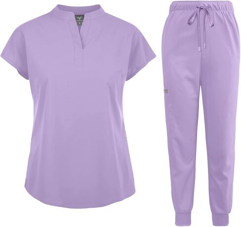 مجموعة niaahinn Scrubs للنساء بدلة الركض الموحدة للممرضات، بلوزة وسراويل مطاطية مع جيوب متعددة لملابس العمل الخاصة بالممرضات in Kuwait