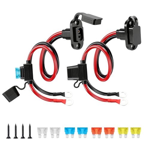 Linkstyle 2PCS SAE Extension Cable, 2FT 10AWG SAE Quick Connector, SAE Adapter to O Ring Terminal with 12 PCS Fuse (10A 15A 20A 25A 30A) for Solar Panel Generator Battery Charger Battery Tender Cable in Saudi Arabia
